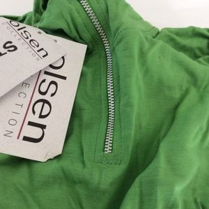 Olsen Lime Green ZIP LS Turtleneck
